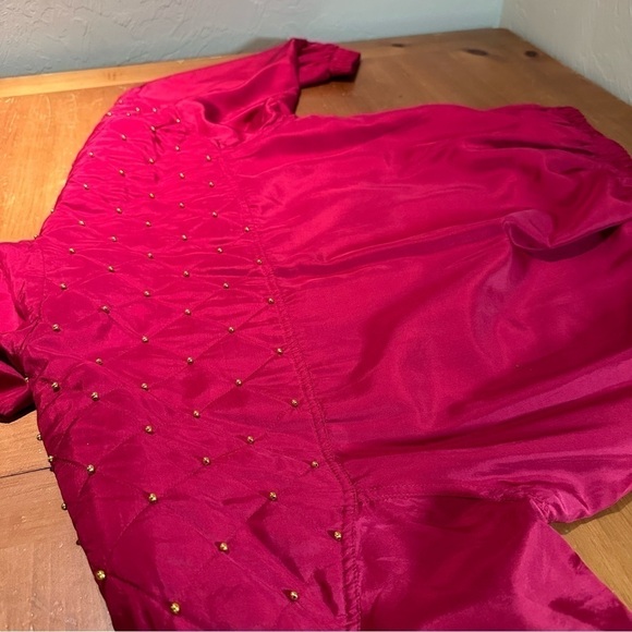 FUDA International Vintage 100% Silk Red Jacket Size XL - Picture 5 of 8